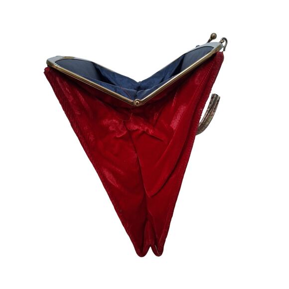 Vintage 1940's Lin Bren Womens Velvet Old Money Elegant Pull up Handle Purse - Picture 2 of 12